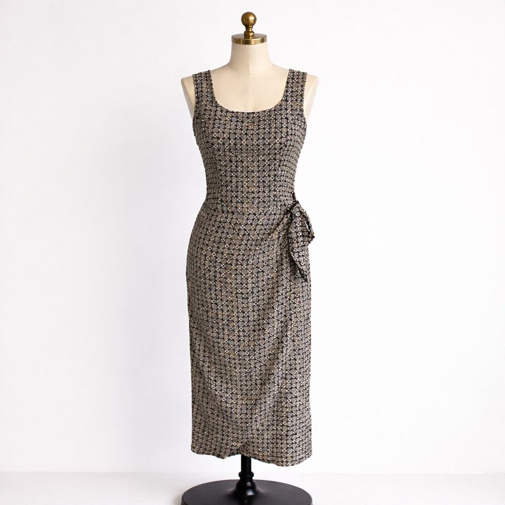 Vintage Jay Jacobs Tank Dress 90s Geometric Black Cream Long Grunge USA Made 7